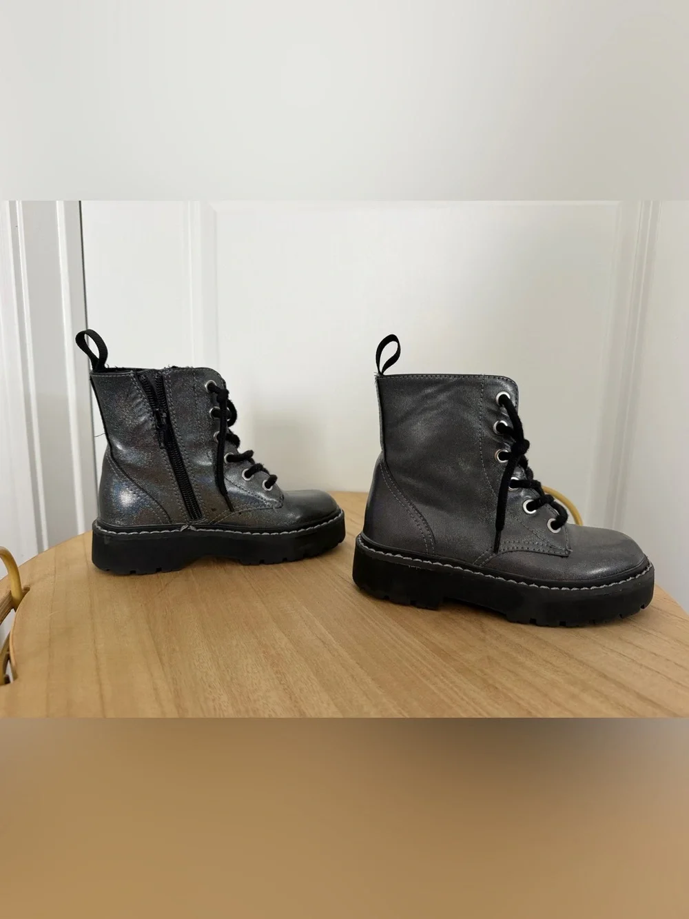 H&M Black Kids Lace-Up Platform Boots